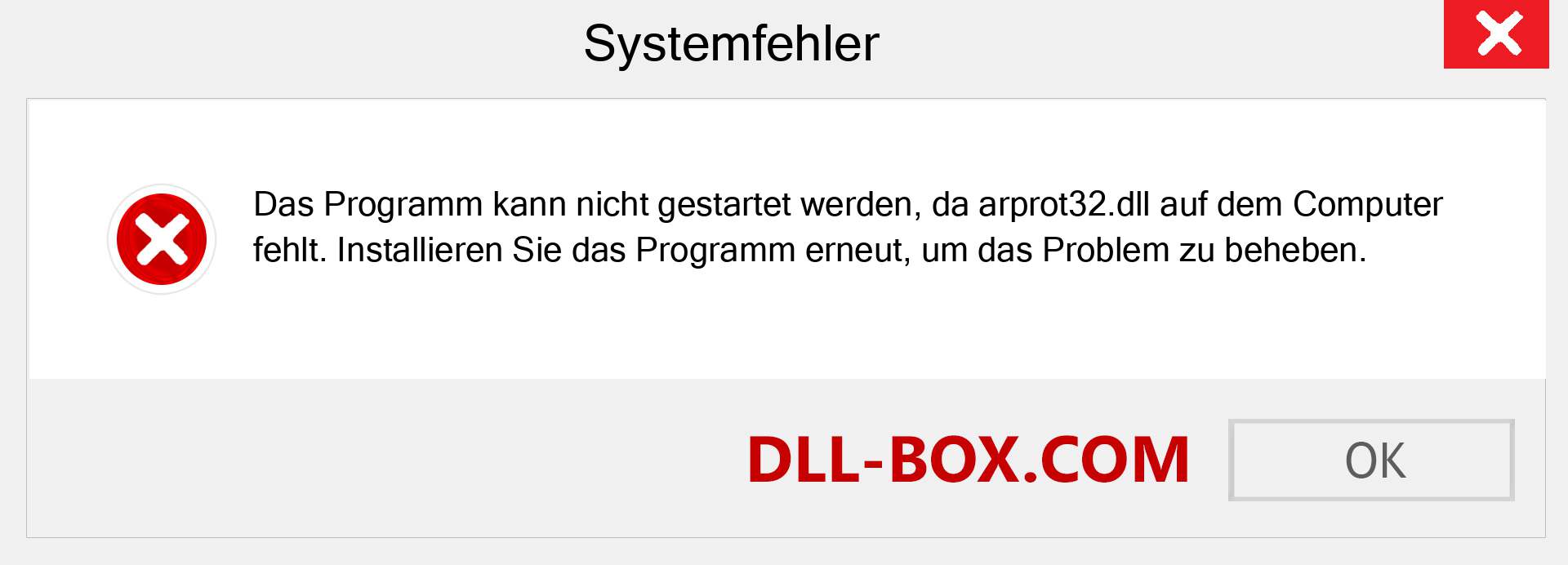 arprot32.dll-Datei fehlt?. Download für Windows 7, 8, 10 - Fix arprot32 dll Missing Error unter Windows, Fotos, Bildern