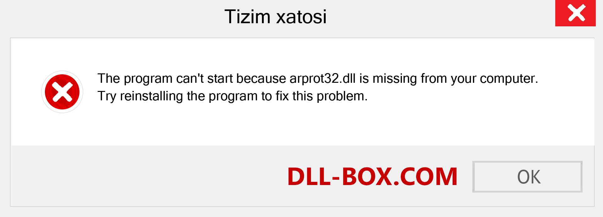 arprot32.dll fayli yo'qolganmi?. Windows 7, 8, 10 uchun yuklab olish - Windowsda arprot32 dll etishmayotgan xatoni tuzating, rasmlar, rasmlar